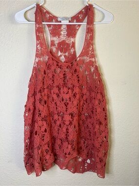 Solitaire Women's Coral Lace Crochet Tank Top Festival Beach Large Concert
